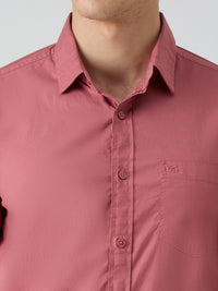 Men's Pink Solid Slim Fit Shirts