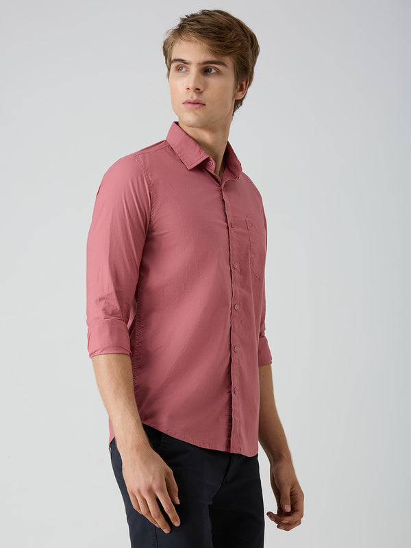 Men's Pink Solid Slim Fit Shirts