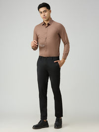Men's Brown Solid Slim Fit Shirts