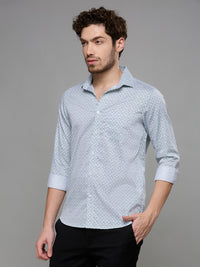 Men's Green Printed Slim Fit Shirts