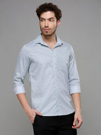 Men's Green Printed Slim Fit Shirts