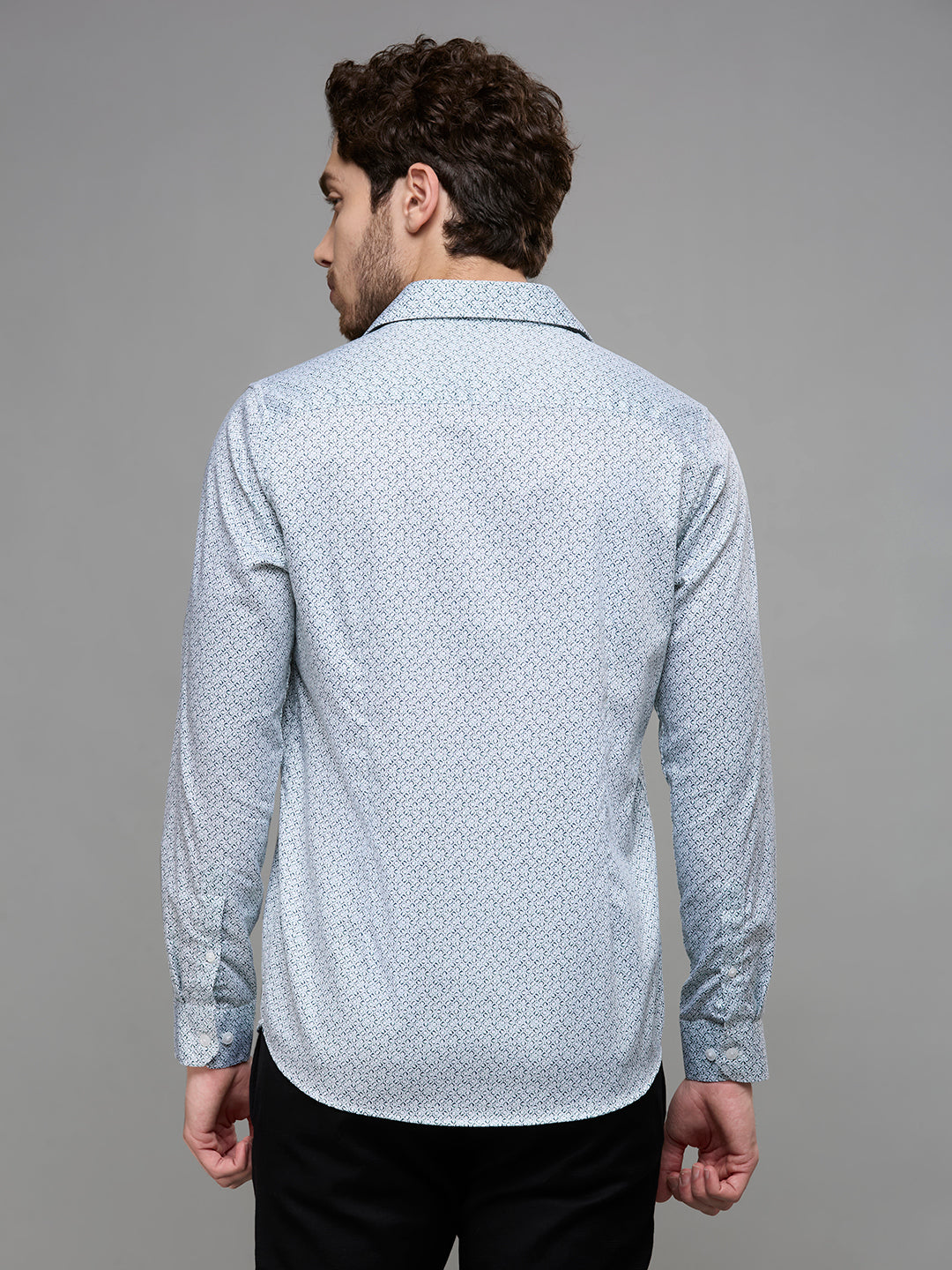 Men's Green Printed Slim Fit Shirts