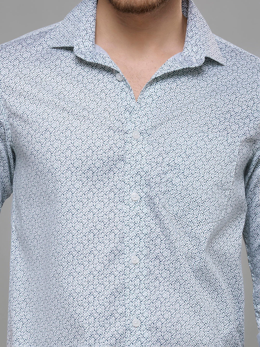 Men's Green Printed Slim Fit Shirts
