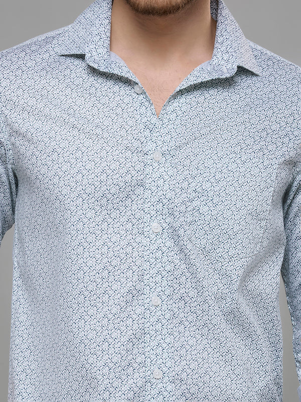 Men's Green Printed Slim Fit Shirts