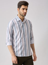 Men's Brown Stripe Slim Fit Shirts