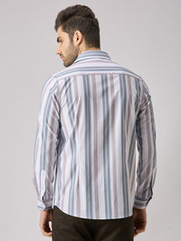 Men's Brown Stripe Slim Fit Shirts