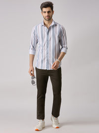 Men's Brown Stripe Slim Fit Shirts