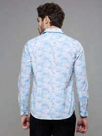 Men's Blue Printed Slim Fit Shirts