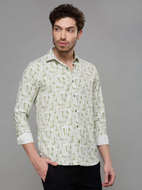 Men's Green Printed Slim Fit Shirts