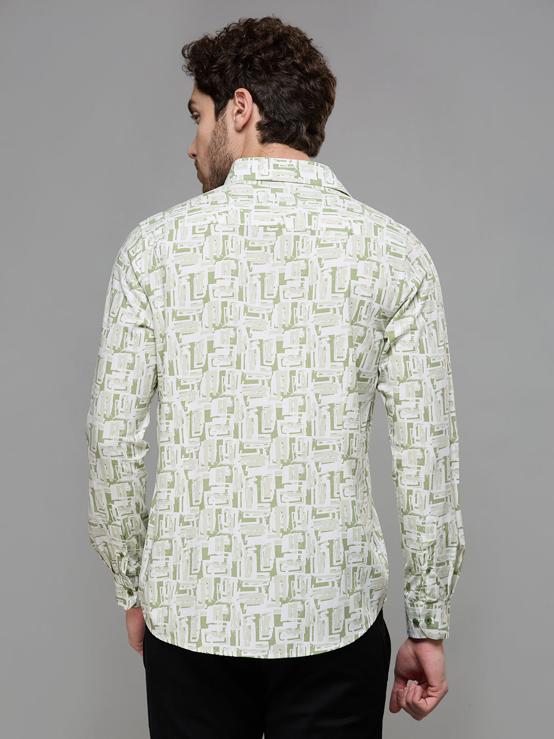 Men's Green Printed Slim Fit Shirts