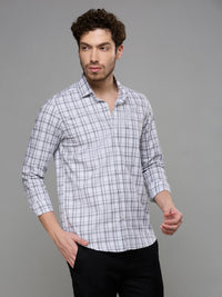 Men's Grey Checks Slim Fit Shirts