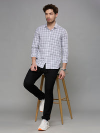 Men's Grey Checks Slim Fit Shirts