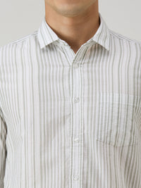 Men's Olive Stripe Slim Fit Shirts