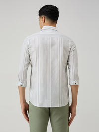 Men's Olive Stripe Slim Fit Shirts