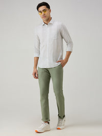 Men's Olive Stripe Slim Fit Shirts