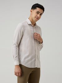 Men's Brown Stripe Slim Fit Shirts