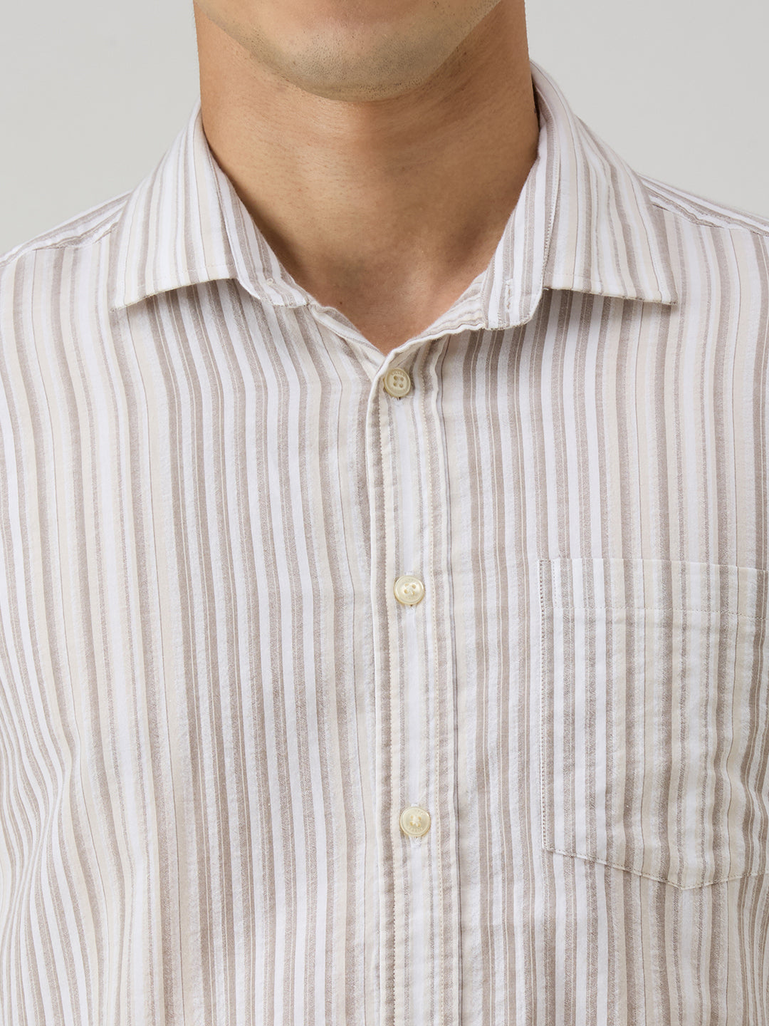 Men's Brown Stripe Slim Fit Shirts