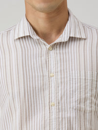 Men's Brown Stripe Slim Fit Shirts