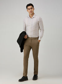 Men's Brown Stripe Slim Fit Shirts