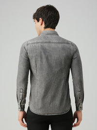 Men's Black Solid Slim Fit Shirts