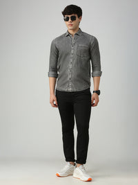 Men's Black Solid Slim Fit Shirts