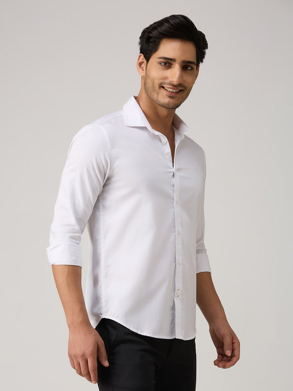 Men's White Solid Slim Fit Shirts
