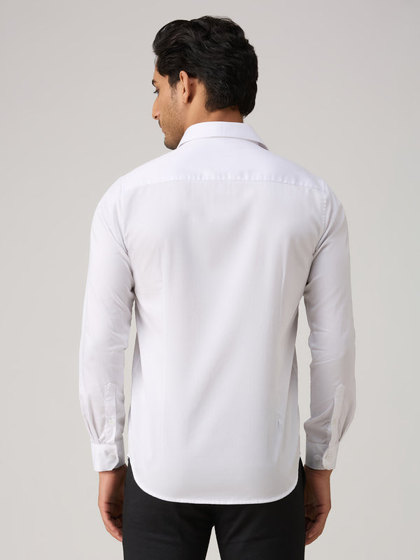 Men's White Solid Slim Fit Shirts