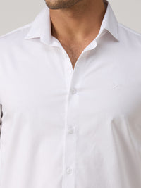 Men's White Solid Slim Fit Shirts