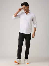 Men's White Solid Slim Fit Shirts