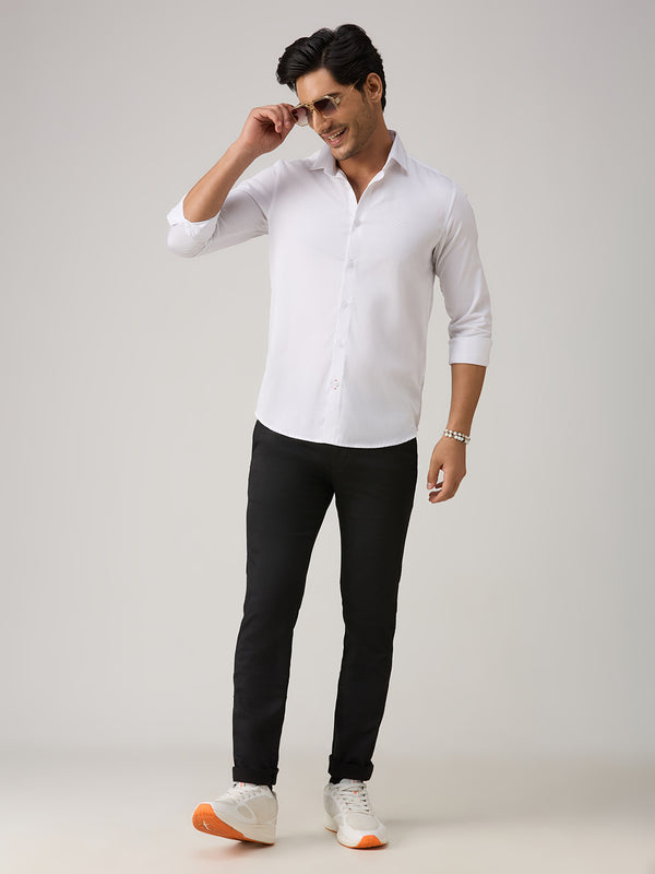 Men's White Solid Slim Fit Shirts