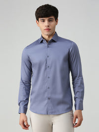 Men's Purple Solid Slim Fit Shirts