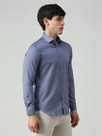 Men's Purple Solid Slim Fit Shirts