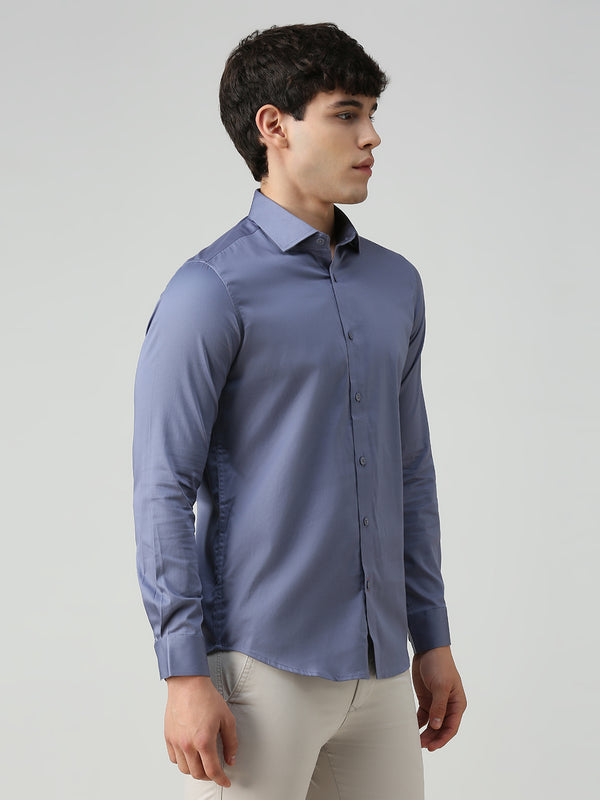 Men's Purple Solid Slim Fit Shirts