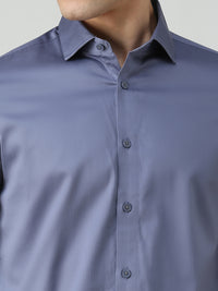 Men's Purple Solid Slim Fit Shirts