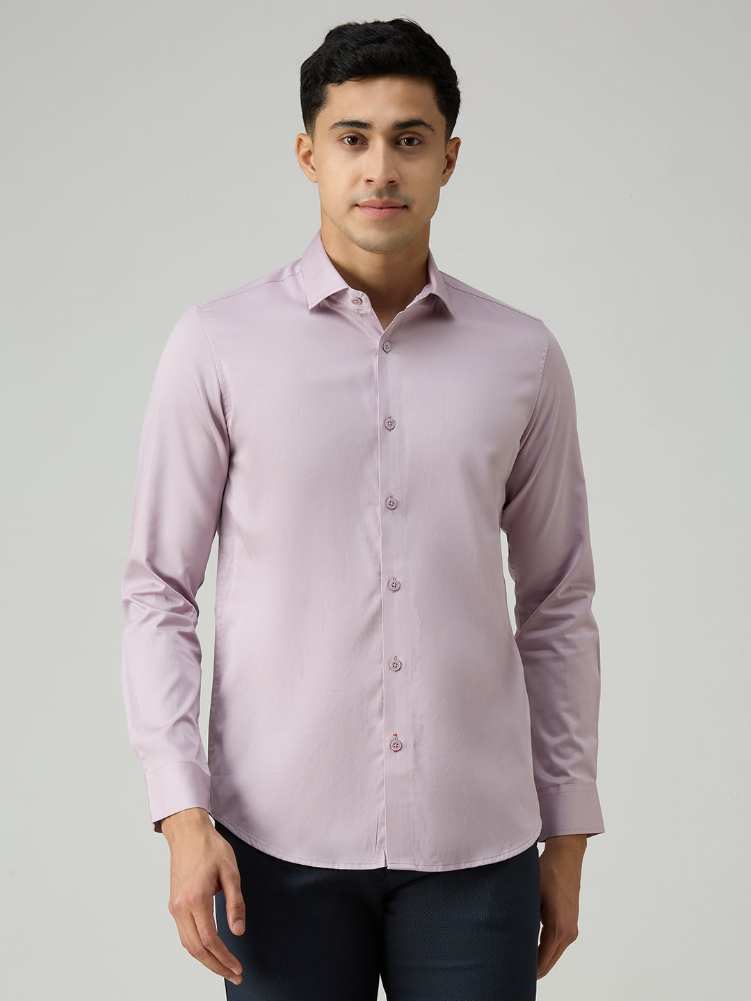 Men's Pink Solid Slim Fit Shirts