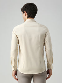 Men's Cream Solid Slim Fit Shirts