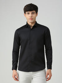 Men's Black Solid Slim Fit Shirts