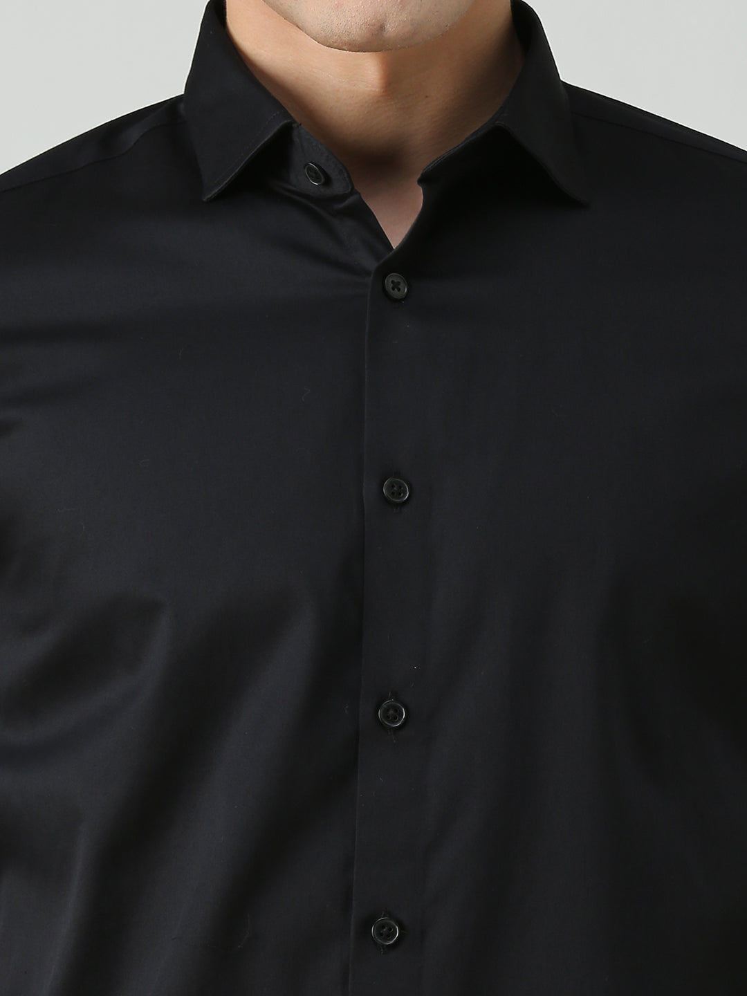 Men's Black Solid Slim Fit Shirts
