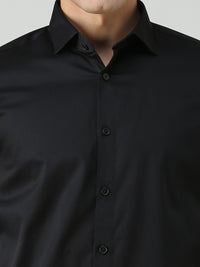 Men's Black Solid Slim Fit Shirts