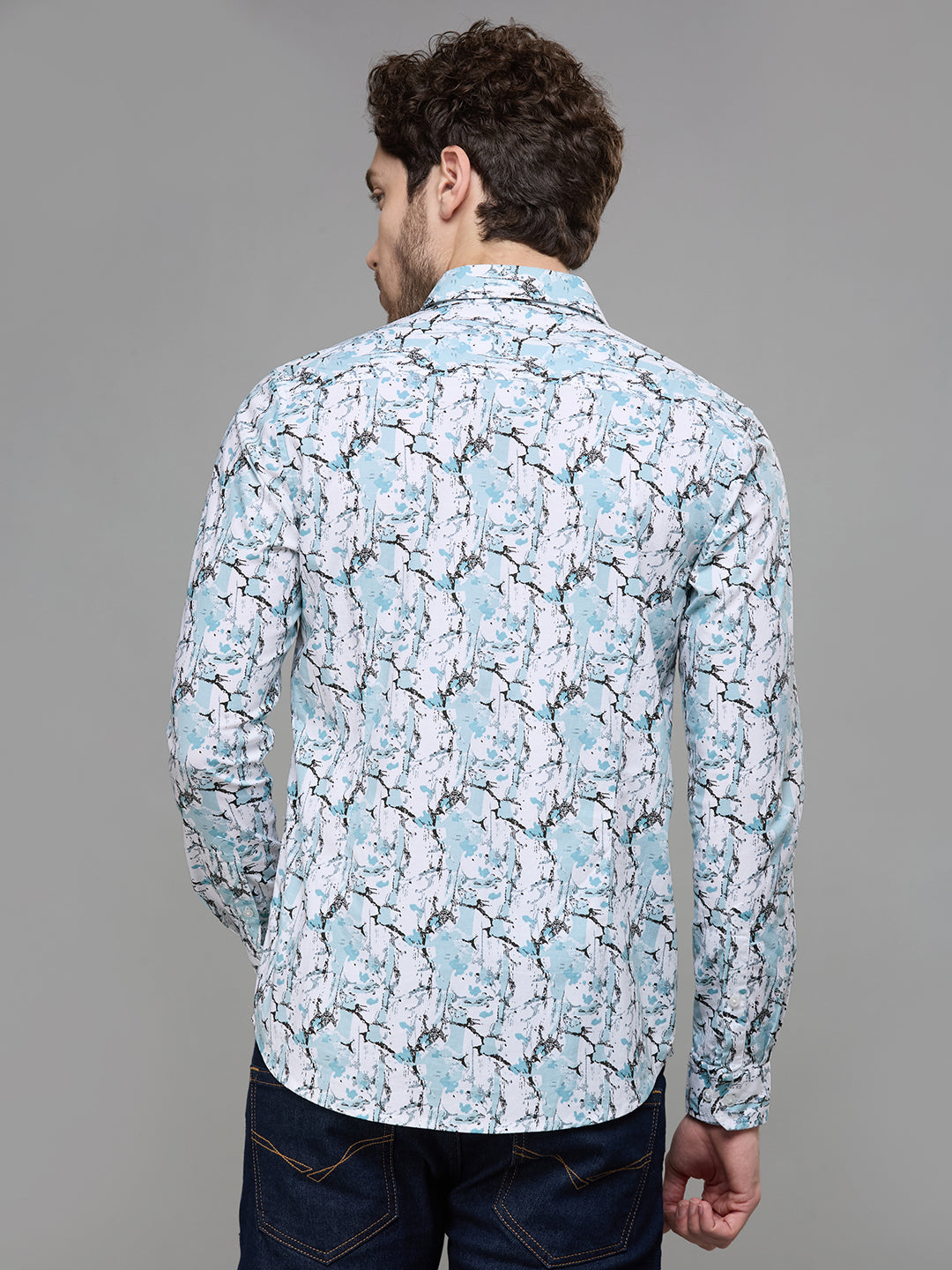 Men's Green Printed Slim Fit Shirts