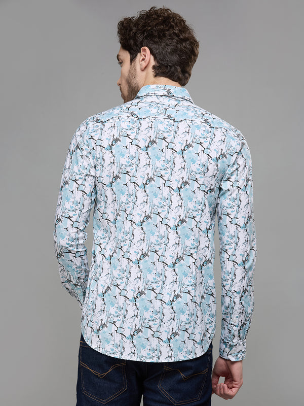 Men's Green Printed Slim Fit Shirts