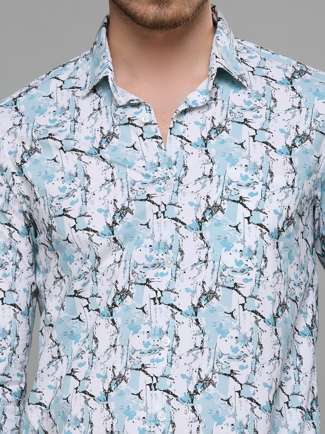 Men's Green Printed Slim Fit Shirts