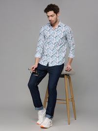 Men's Green Printed Slim Fit Shirts