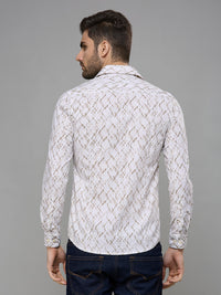 Men's White Printed Slim Fit Shirts