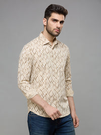 Men's Brown Printed Slim Fit Shirts