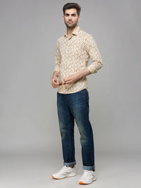 Men's Brown Printed Slim Fit Shirts