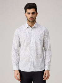 Men's Grey Printed Slim Fit Shirts