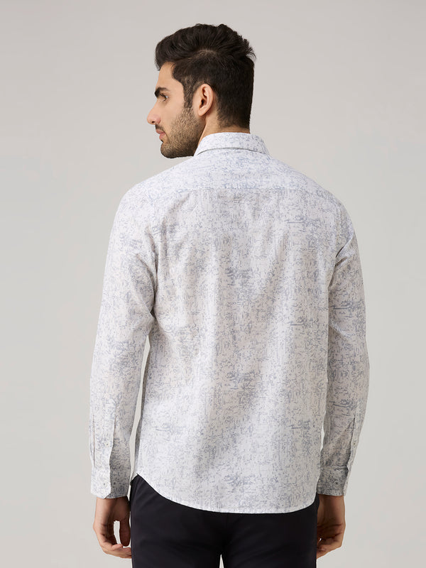 Men's Grey Printed Slim Fit Shirts