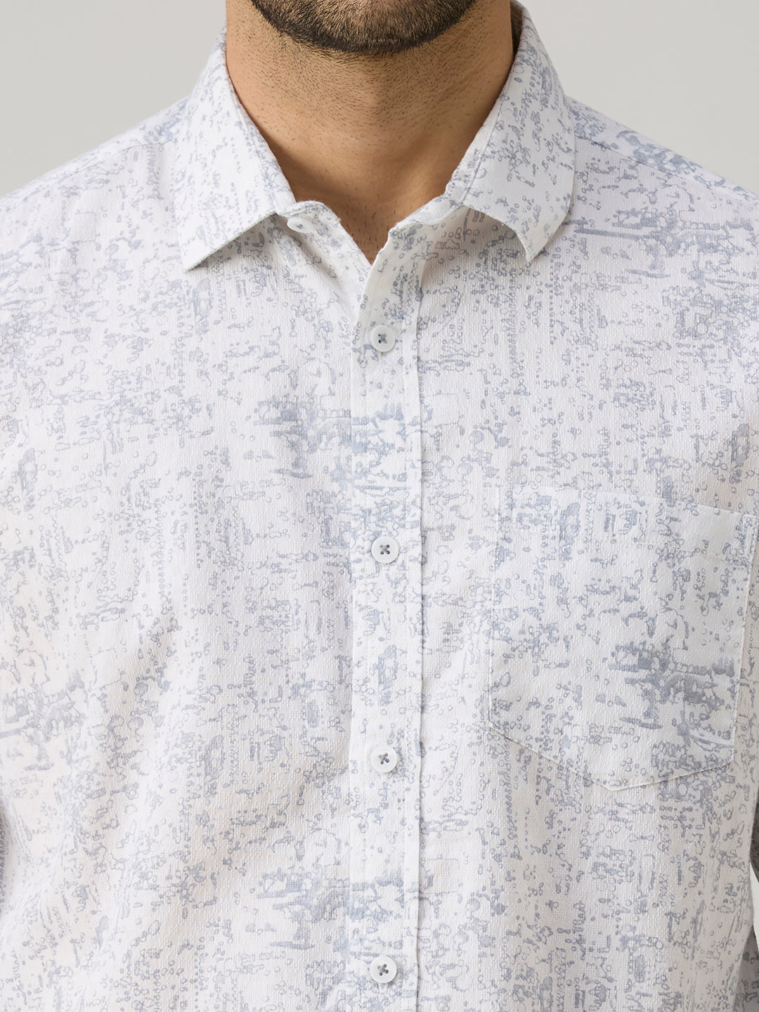 Men's Grey Printed Slim Fit Shirts