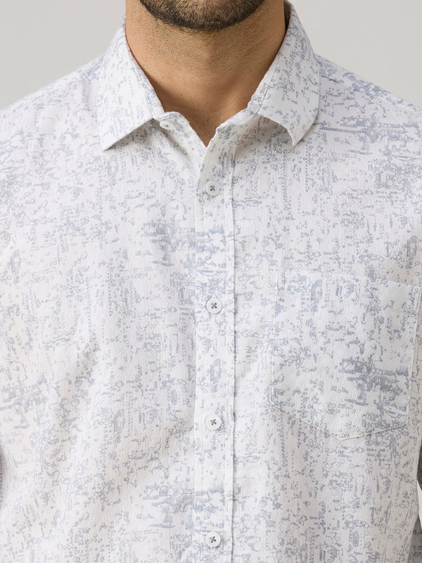 Men's Grey Printed Slim Fit Shirts
